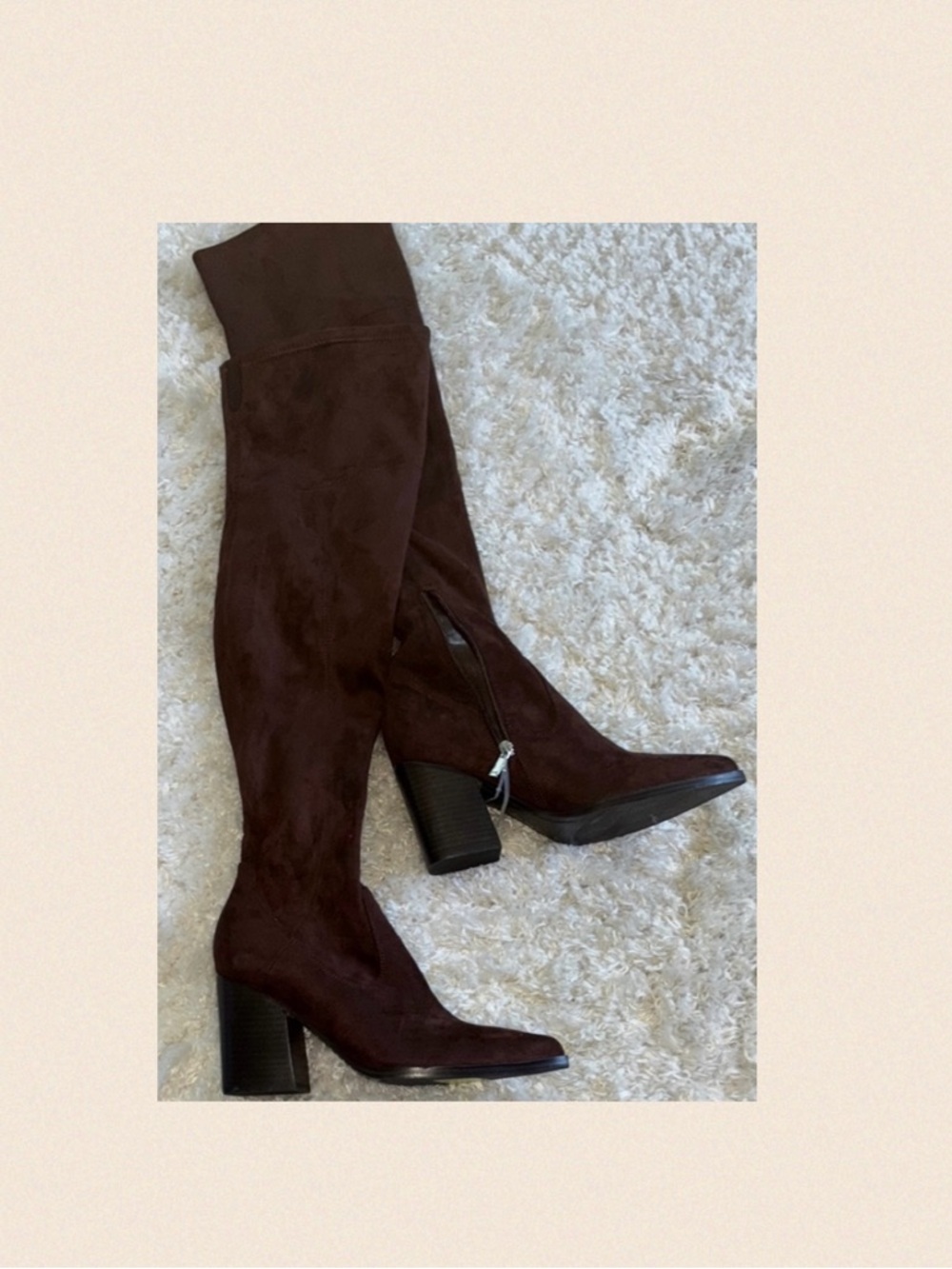 Marc Fisher Over-the-Knee Block Heel Boots in Dark Brown Suede